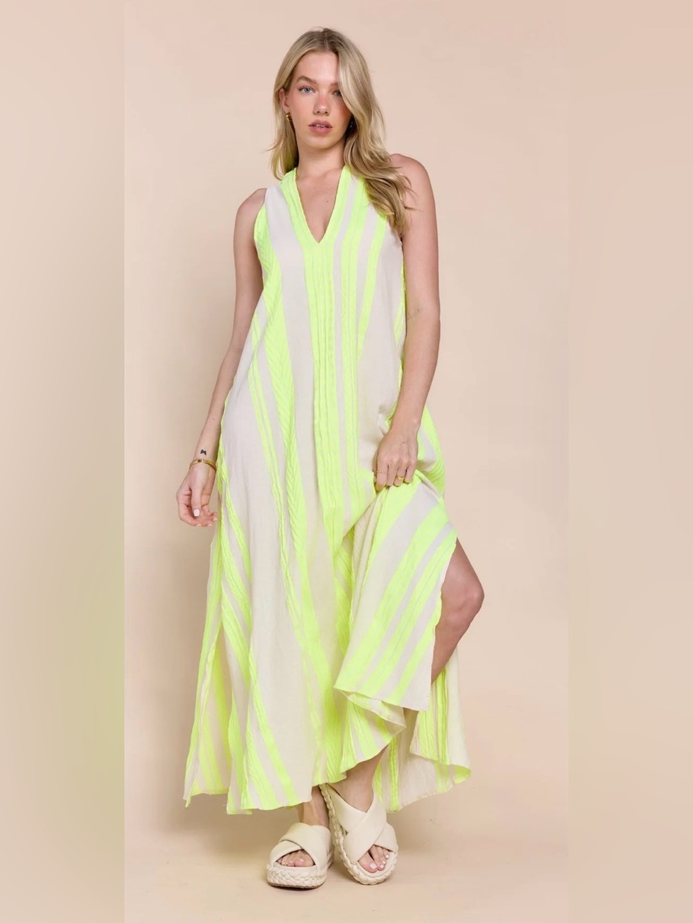 SOFIA TESU GEOMETRIC KAFTAN MIDI DRESS- One Size - Made in Italy